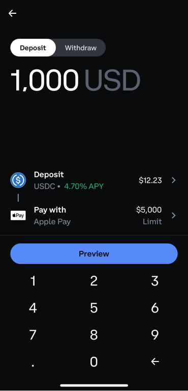 Depositing funds as USDC on Coinbase